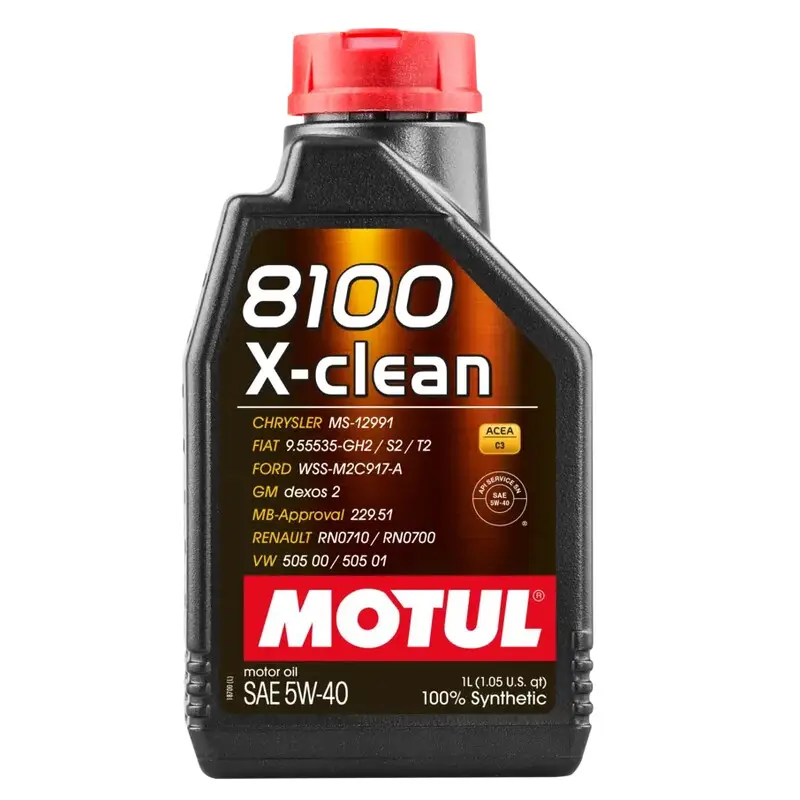 Haute Qualité 1L Huile Motul 5W40 8100 X-Clean (VAG, Renault Sport, Ford, GM Dexos 2)
